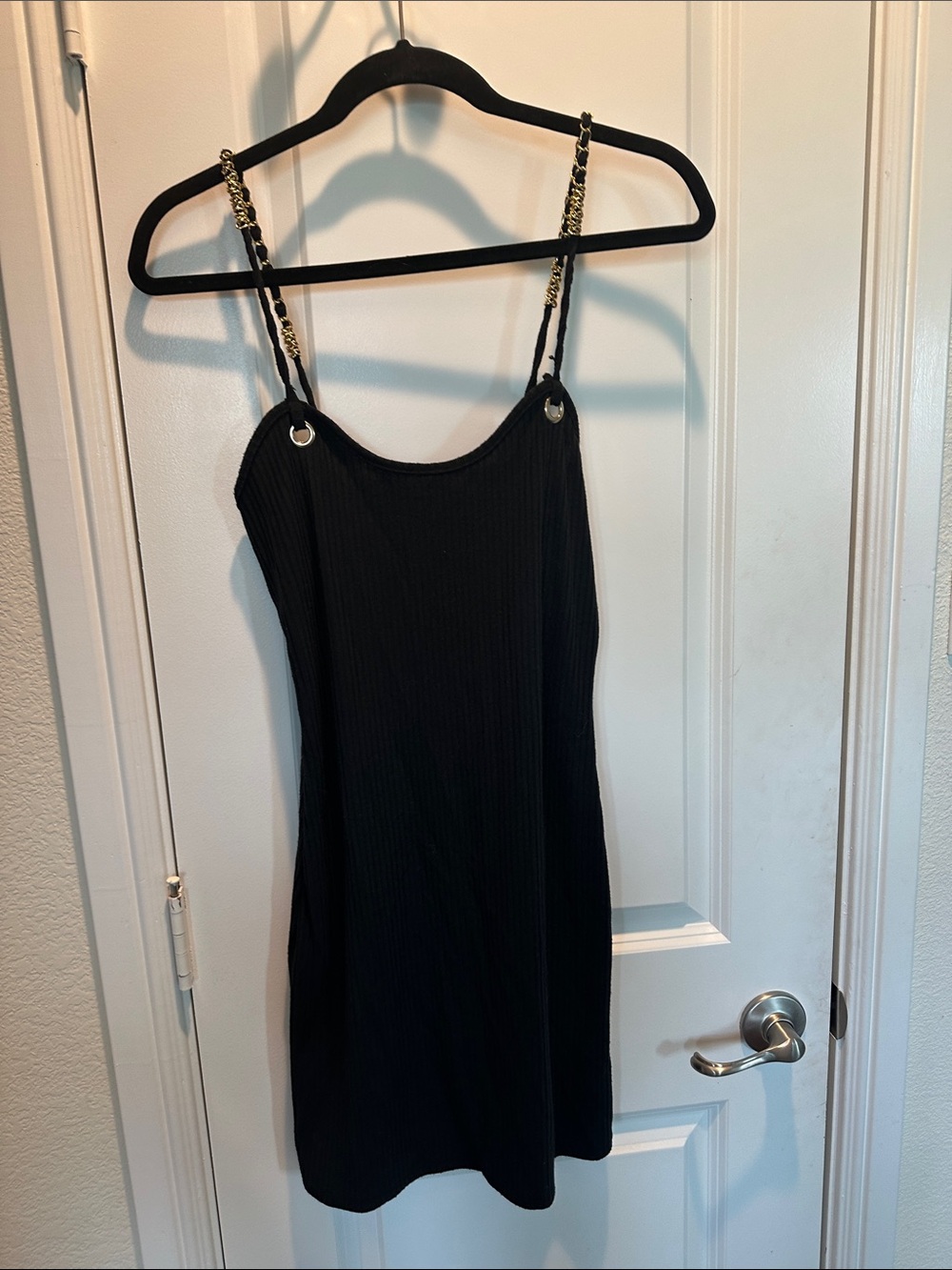 Black Chain-strap Slip Dress